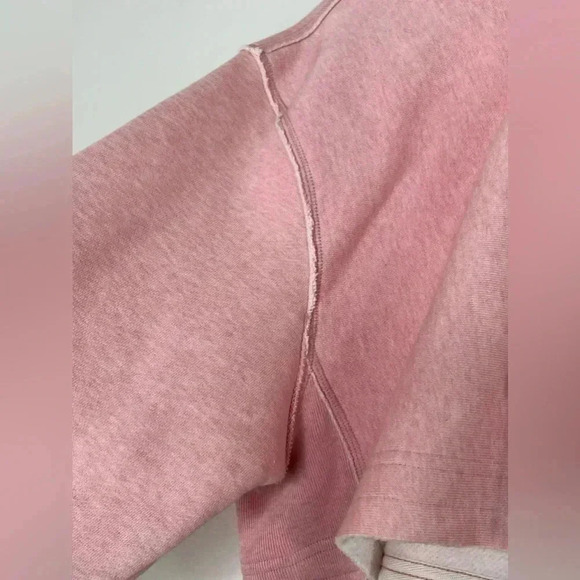CHAMPION Vintage Reverse Weave Natural State Cropped Oversized Hoodie Pink Sz S - Picture 6 of 16